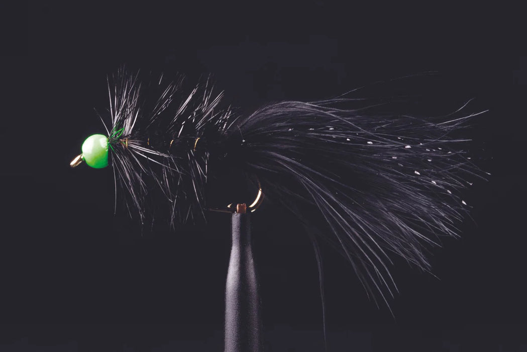 FGB Woolly Bugger Black (Fluorescent Green Bead)