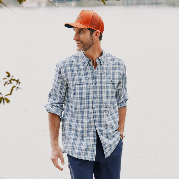 Orvis Open Air Caster Plaid Shirt True Navy/White