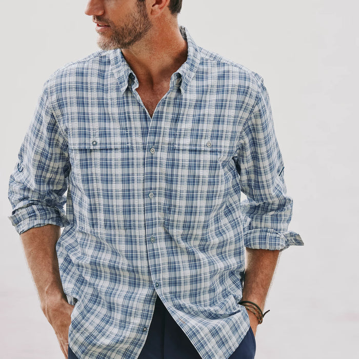 Orvis Open Air Caster Plaid Shirt True Navy/White