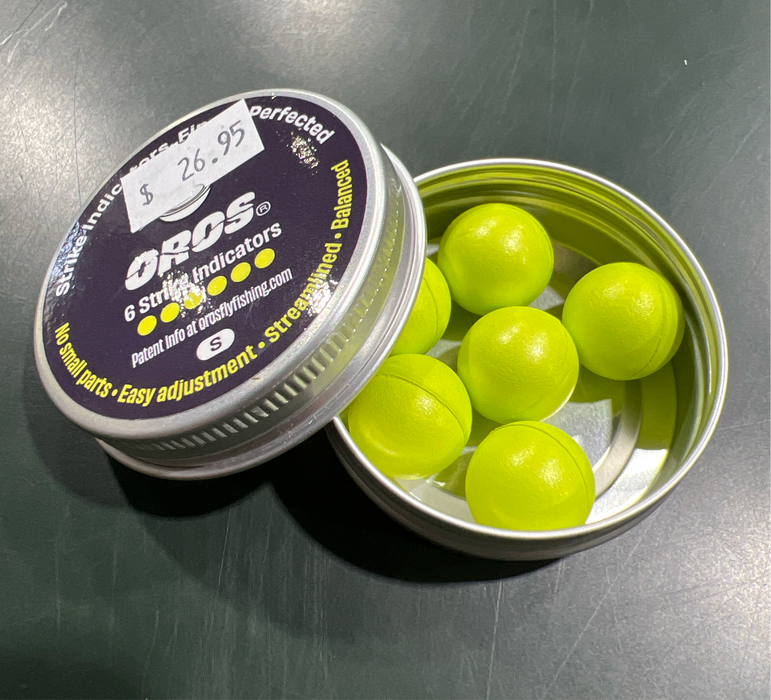 Oros Small Strike Indicator 6 Pack Chartreuse (In Storage Tin)