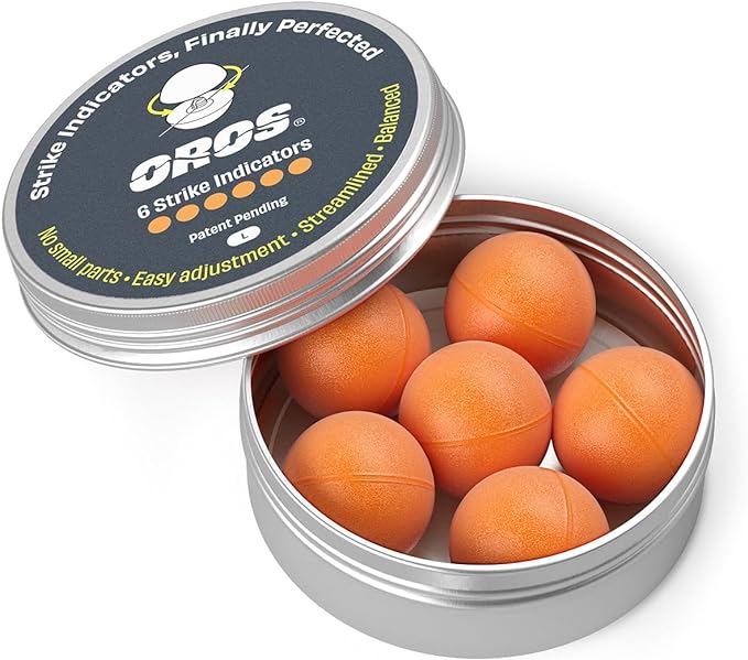 Oros Small Strike Indicator 6 Pack Orange (In Storage Tin)