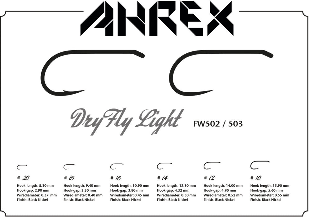 Ahrex FW503 - Dry Fly Light Barbless Fly Hooks