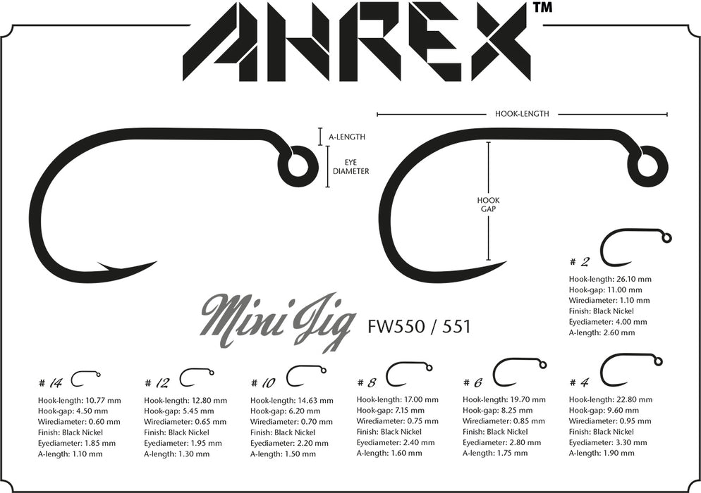 Ahrex FW551 - Mini Jig Barbless Fly Hooks