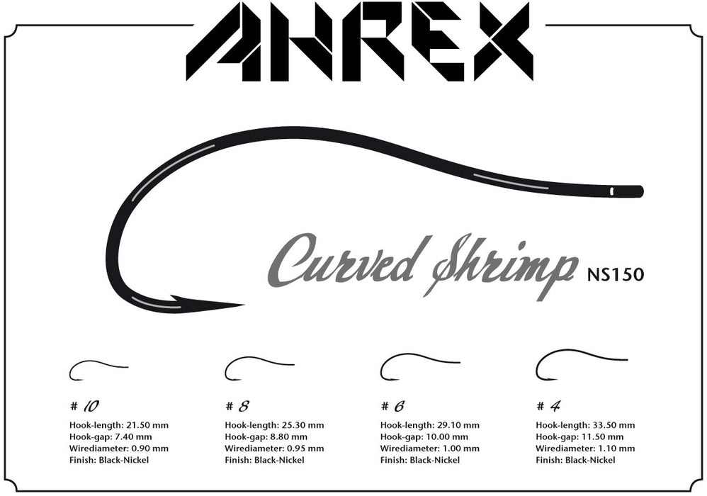 Ahrex NS150 - Curved Shrimp Fly Hooks