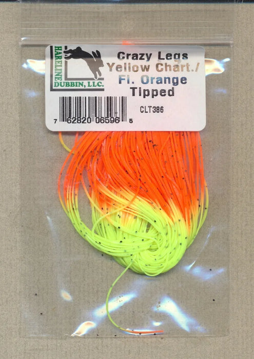 Hareline Crazy Legs Yellow Chart. / Fl. Orange Tipped