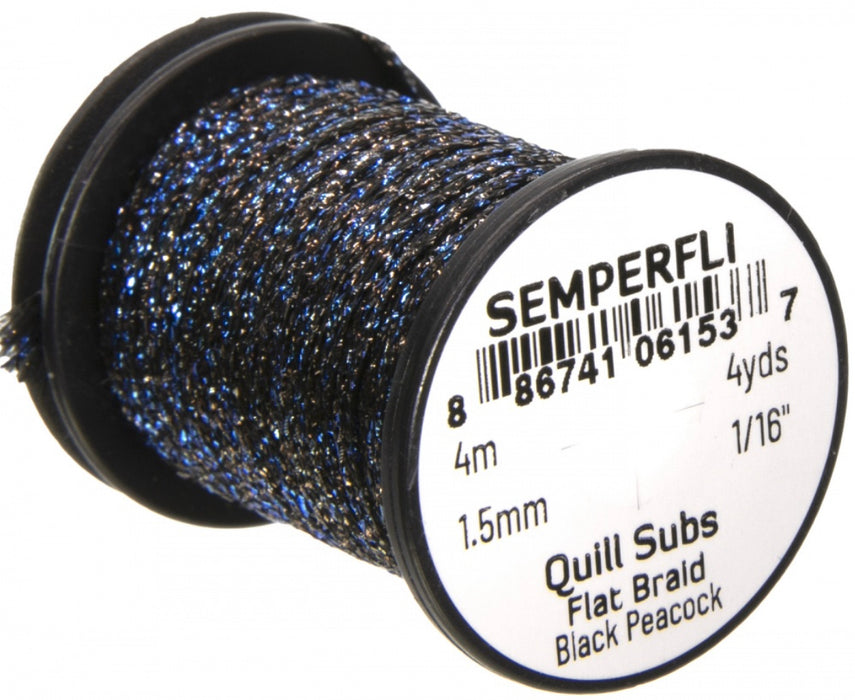 Semperfli Quill Subs - Flat Braid Black Peacock