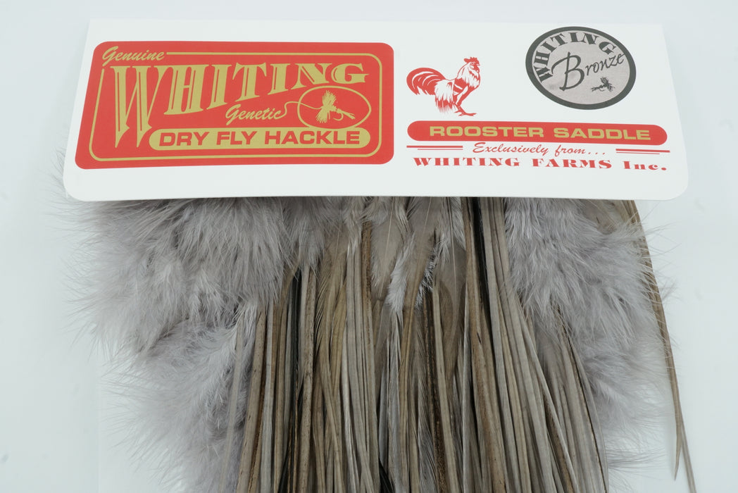 Whiting Bronze Dry Fly Saddle White dyed Medium Dun