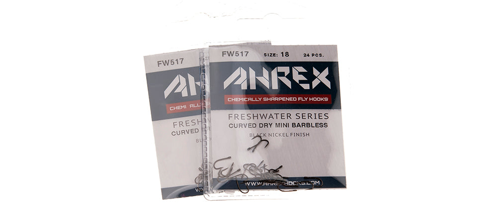 Ahrex FW517 - Curved Dry Mini Barbless Fly Hooks